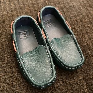 Janie and Jack green leather loafers